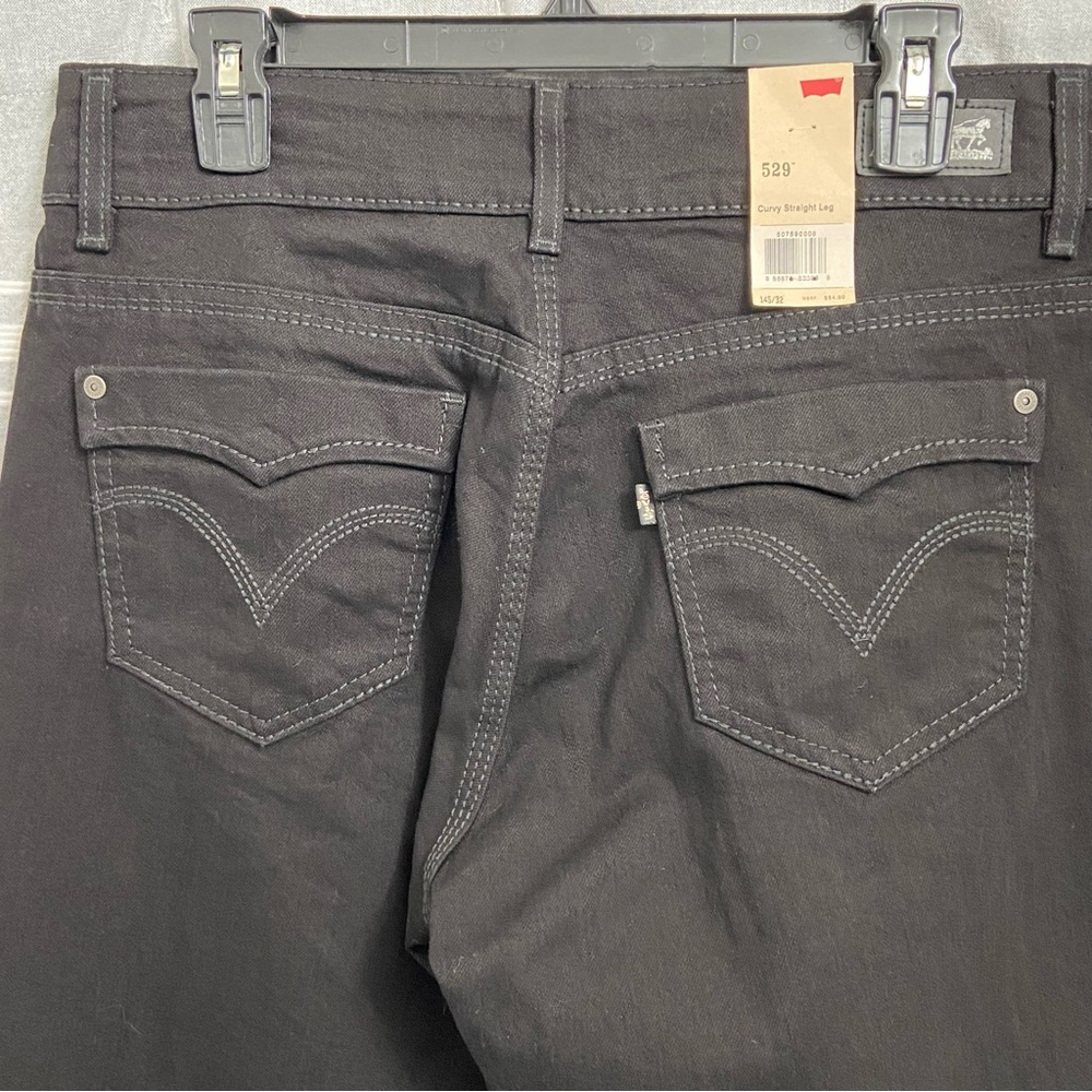 NWT Levi's Ladies Black 529 Curvy Straight Leg Mid Rise Jeans Size 14S/32 - Picture 6 of 12